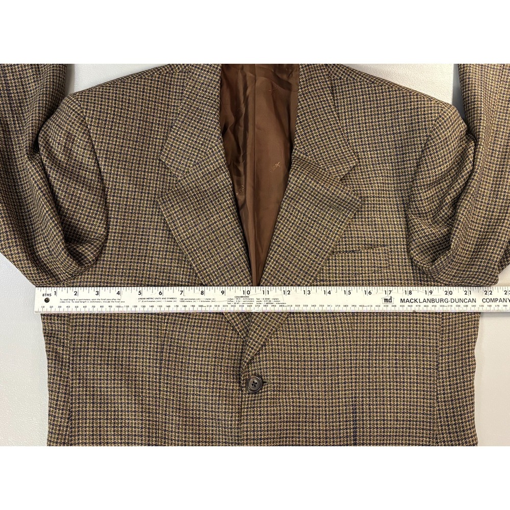 Yves Saint Laurent Blazer Jacket Mens Brown Houndstooth‎ Wool Blend Pockets - Picture 12 of 16